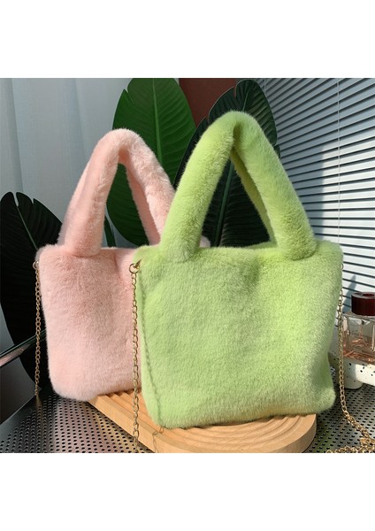 08 Yeni Kış Düz Renk Koltuk Altı Çantası Yumuşak Peluş Küçük Omuzdan Askili Çanta Kadın Sıcak Kabarık Lüks Tasarım Taklit Vizon Kürk Çanta (Yurt Dışından) modelleri