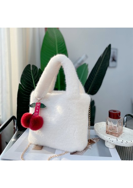 08 Yeni Kış Düz Renk Koltuk Altı Çantası Yumuşak Peluş Küçük Omuzdan Askili Çanta Kadın Sıcak Kabarık Lüks Tasarım Taklit Vizon Kürk Çanta (Yurt Dışından) indirimleri