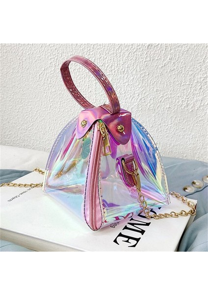 Gümüş Mini Küçük Çanta Kadın 2022 Yeni Üçgen Zongzi Lazer Çanta Sevimli Tek Omuz Zinciri Crossbody Pvc Çanta (Yurt Dışından)