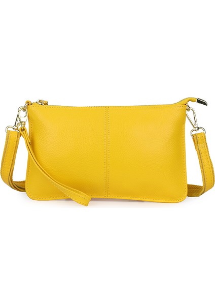 Sarı Hakiki Deri Crossbody Çantalar Bayan Telefon Cüzdanları Yeni Moda Kadın Manşonlar (Yurt Dışından)