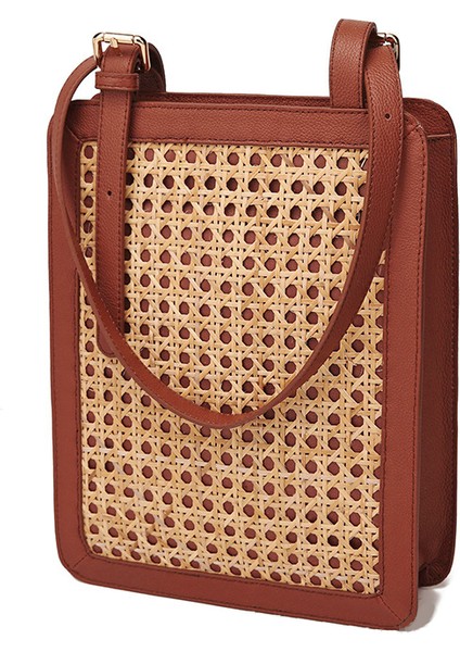 Siyah Yeni Kadın Moda Çanta El Rattan Dokuma Kadın Çanta Retro Şerit Kare Eğimli Omuz Çantaları (Yurt Dışından) modelleri