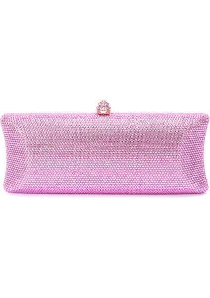 Pembe Yeni Moda Elmas Metal Gece Çantası Örgü Ziyafet Çanta Zincir Doku Debriyaj Çanta Bayan Messenger Parti (Yurt Dışından)