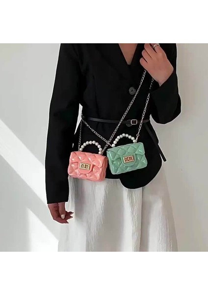 Sarı Yeni Tasarım Mini Çantalar ve Çanta Kadının Crossbody Küçük Jöle Çanta Çocuklar Bayanlar Çanta Inci Saplı (Yurt Dışından)
