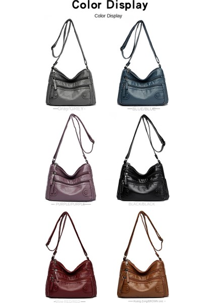 Sarı Kahverengi Vejetaryen Deri Crossbody Çanta Yeni Moda Yumuşak Pu Deri Retro Kadın Çanta Fermuar Crossbody Çanta (Yurt Dışından) modelleri