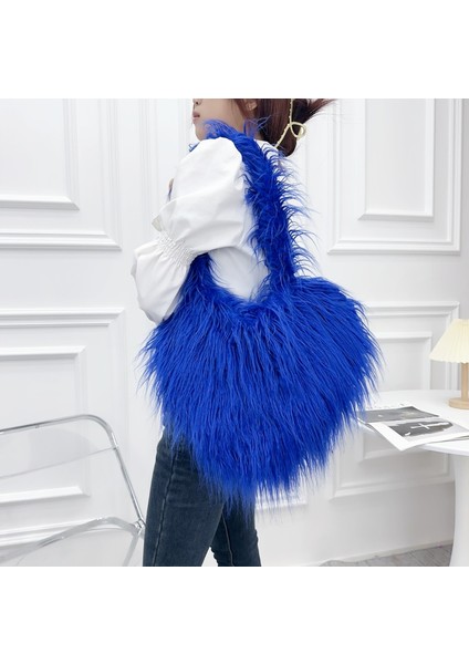 Renk 5 Yeni Kişilik Lüks Kalp Şekli Kürklü Tote Çanta Peluş Kabarık Aşk Crossbody Çanta Bayanlar Kızlar Için Polar Kürk Omuz Çantası (Yurt Dışından) indirimleri