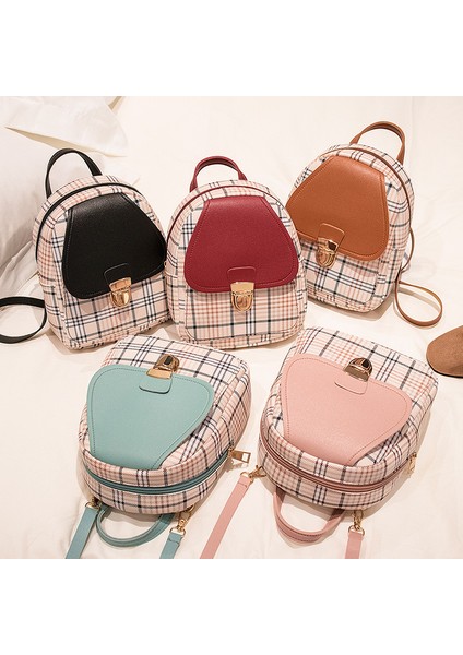 Pembe ZR422 Kızların Sırt Çantaları Küçük Kareli Okul Çantaları ile Çok Yönlü ve Şık Kozmetik Kadın Çantası Kadın Sırt Çantası Mini Fermuar (Yurt Dışından) fiyatları
