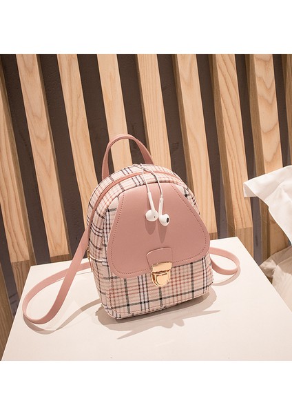 Pembe ZR422 Kızların Sırt Çantaları Küçük Kareli Okul Çantaları ile Çok Yönlü ve Şık Kozmetik Kadın Çantası Kadın Sırt Çantası Mini Fermuar (Yurt Dışından) indirimleri