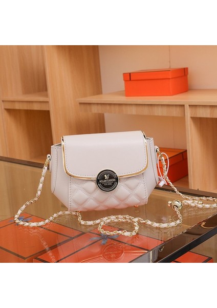 Beyaz Küçük Kare Çanta Elmas Desen Zincir Çanta Kadın Omuz Askılı Çanta Yeni Moda Yüksek Dereceli Basit Tüm Maç (Yurt Dışından) fırsatları