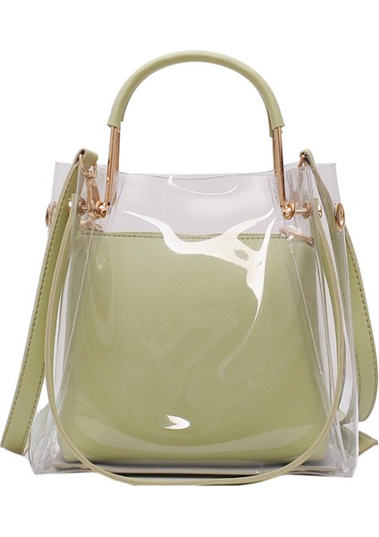 Matcha Yeşil Yaz Yeni Moda Pvc Kız Çanta El Çantası Su Geçirmez Şeffaf Omuzdan Askili Çanta Temizle Çanta Seti Kadınlar Için (Yurt Dışından) fiyatları