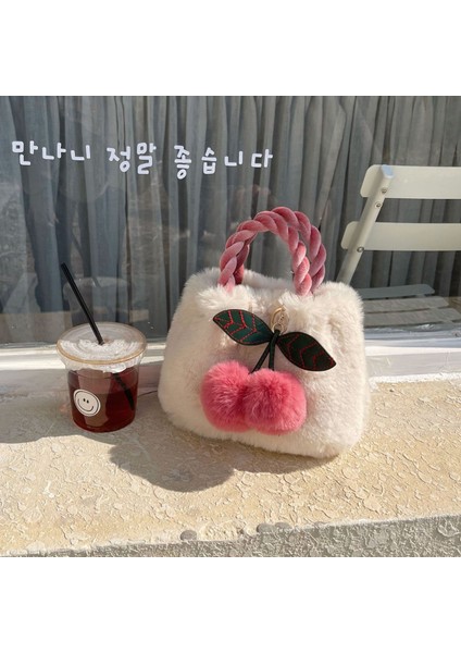 Beyaz NB0026 Peluş Çanta Çanta Kadın 2023 Yeni Sonbahar ve Kış Her Şey Tüylü Tek Omuz Crossbody Çanta (Yurt Dışından)