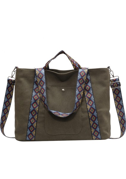 Yeşil Moda Bayanlar Tek Omuz Kadın Çanta Eşkenar Dörtgen Omuz Askıları Güzel Tote Çanta Su Geçirmez ve Dayanıklı Kanvas Çanta (Yurt Dışından)