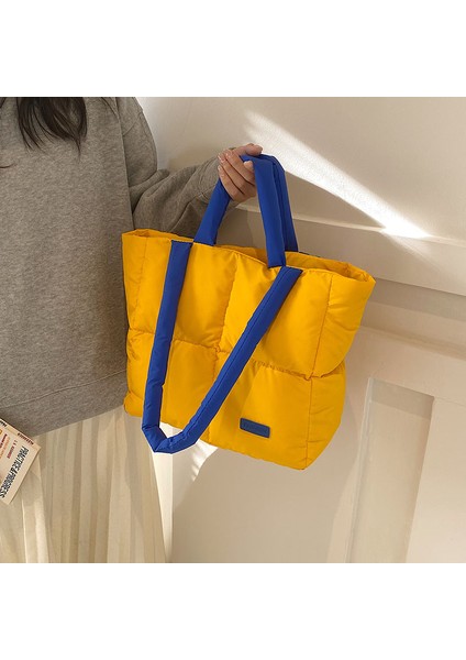 Mavi Kız Öğrenciler Sınıf Büyük Çanta Çarpışma Renk Moda Yüksek Kaliteli Tote Çanta Rahat Bayanlar Büyük Kapasiteli Naylon Çanta (Yurt Dışından)