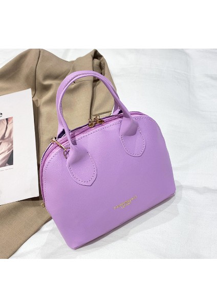 C1 Yeni Kadın Hepsi Bir Arada Trend Kabuk Çanta Kişilik Basit Moda Crossbody Çanta Metal Zincir Düz Renk Omuz Çantası (Yurt Dışından)