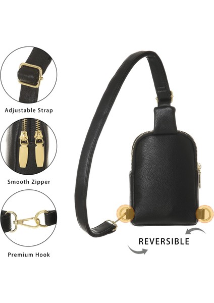 Siyah Kadın Moda Crossbody Çanta Özel Fanny Paketi Sling Göğüs Çantalar Paketi Seyahat Spor Kamp Için (Yurt Dışından) fiyatları