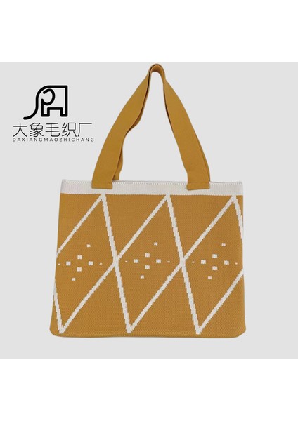 Koyu Kayısı Özelleştirme Moda Alışveriş Örgü Sınır Ötesi Trend Örme Çanta Tote Kadın Omuz Çantaları Çok Yönlü Çanta (Yurt Dışından)