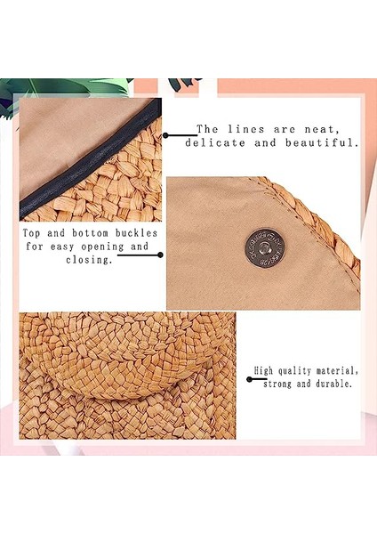 8 Kadın Hasır Debriyaj Yaz Dokuma Çanta Omuz Crossbody Çanta Plaj Saman Zarf Debriyaj Cüzdan Kadınlar Için (Yurt Dışından) fırsatları