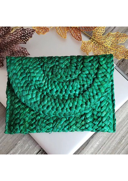 8 Kadın Hasır Debriyaj Yaz Dokuma Çanta Omuz Crossbody Çanta Plaj Saman Zarf Debriyaj Cüzdan Kadınlar Için (Yurt Dışından) indirimleri