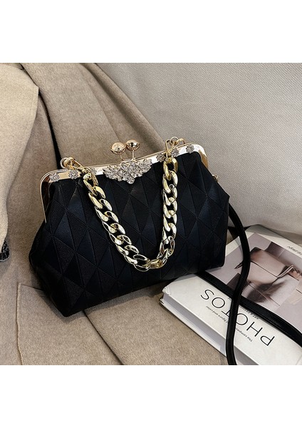 Siyah Top Tasarımcı Zincirli ve Omuz Askılı Kadın Çantaları, Bayan Çantası Tasarladı (Yurt Dışından)
