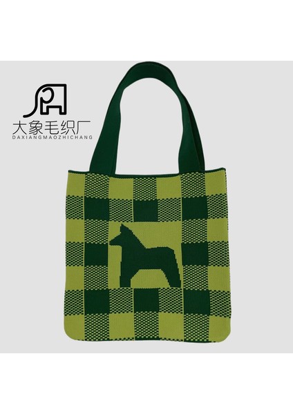 Ahşap Yeşil Özelleştirme Moda Alışveriş Örgü Örme Çanta Tote Kadın Omuz Çantaları Sıcak Satış Yün Çanta (Yurt Dışından)