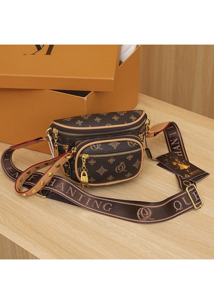 1 Basit ve Şık Retro Çok Katmanlı Fermuar Tek Omuz Crossbody Çanta Bayan Göğüs Çantası (Yurt Dışından)