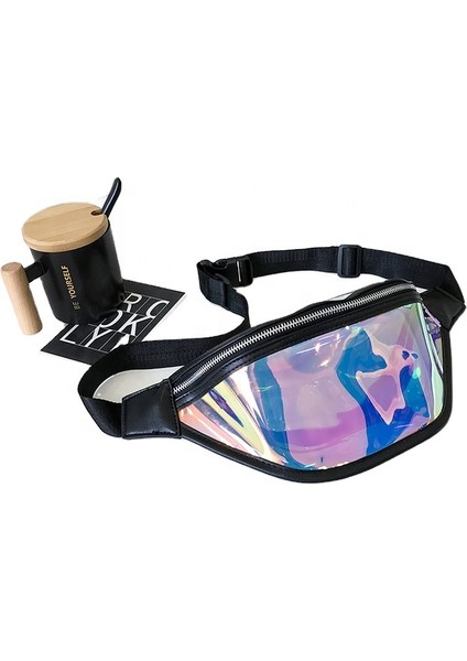 Pembe Tek Omuz Phantom Pvc Lazer Şeffaf All-Match Kadın Sırt Göğüs Çantası (Yurt Dışından)