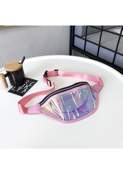 Pembe Tek Omuz Phantom Pvc Lazer Şeffaf All-Match Kadın Sırt Göğüs Çantası (Yurt Dışından) fiyatları