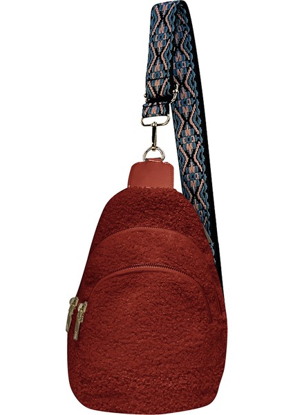 Şarap Yeni Varış Kadın Kızlar Sherpa Göğüs Çanta Retro Moda Sonbahar Kış Açık Spor Rahat Kadınlar Için Crossbody Çanta (Yurt Dışından)