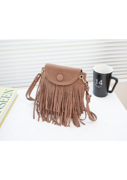 1 #2023 Yeni Fabrika Göğüs Sling Messenger Saçak Dekor Flap Crossbody Çanta (Yurt Dışından)