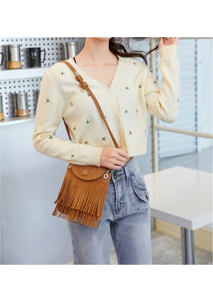 1 #2023 Yeni Fabrika Göğüs Sling Messenger Saçak Dekor Flap Crossbody Çanta (Yurt Dışından) indirimleri