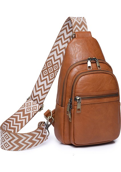 Camel Trendy Kadın Göğüs Çantası: Son Tasarım Küçük Pu Deri Sling Crossbody Çanta (Yurt Dışından)