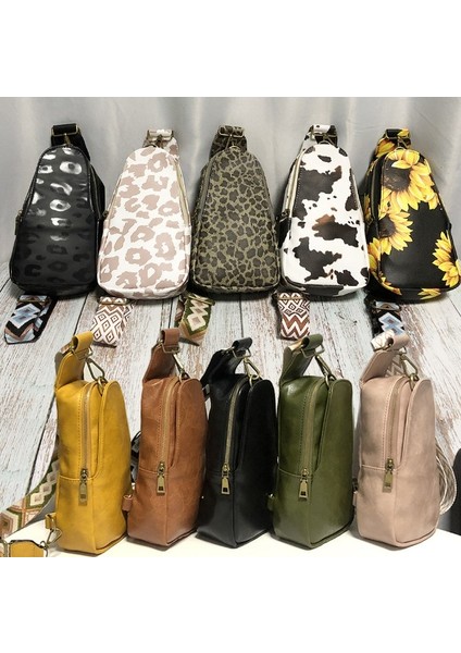 Siyah Leopar Baskı Yeni Kadın Fanny Paketi Doğa Sporları Küçük Sırt Çantası Leopar Baskı Inek Baskı Pu Crossbody Çanta Moda Göğüs Çanta Kadın (Yurt Dışından) modelleri
