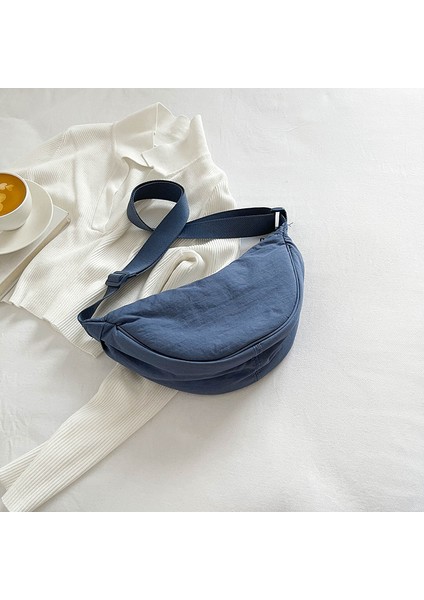 Mavi KBW161 Kadın Tek Omuz Crossbody Koltuk Altı Çanta 2023 Yeni Hilal Ay Göğüs Çanta Moda Japon Bayanlar Hamur Çanta (Yurt Dışından)