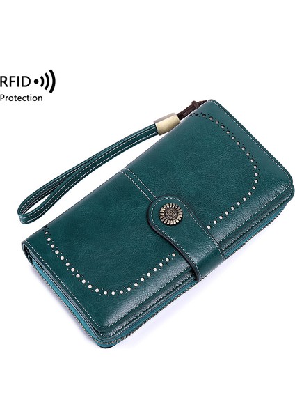 Gri ZR110 Sıcak Satış Rfid Antimanyetik Uzun Fermuar Kadın Cüzdan Cüzdan Cüzdan Avrupa ve Amerika Büyük Kapasiteli Çanta (Yurt Dışından) modelleri