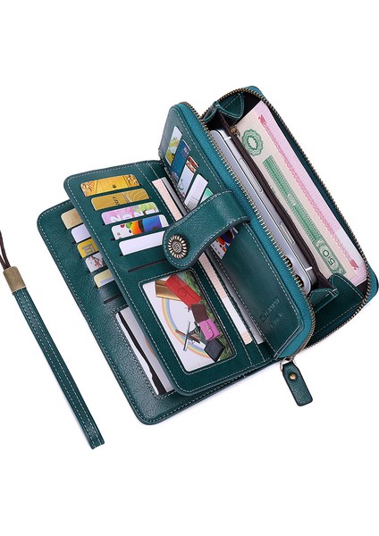 Gri ZR110 Sıcak Satış Rfid Antimanyetik Uzun Fermuar Kadın Cüzdan Cüzdan Cüzdan Avrupa ve Amerika Büyük Kapasiteli Çanta (Yurt Dışından) indirimleri