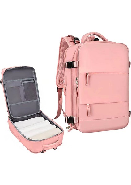 Pembe Yeni Moda Büyük Kapasiteli Kısa Iş Gezisi Basit Seyahat Kuru ve Islak Ayırma Yeni Anne Sırt Çantası Kadın (Yurt Dışından)