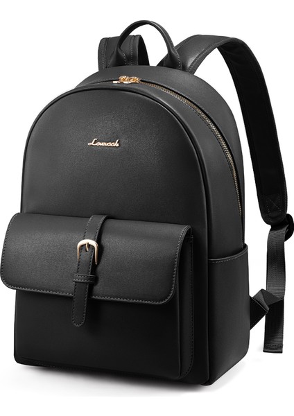 VYMB2051LK01S-BLACK Lovevook Moda Sırt Çantaları Kadınlar Için Su Geçirmez Pu Deri Sırt Çantaları Özel Okul Seyahat Iş Kadın Dizüstü Sırt Çantaları (Yurt Dışından)