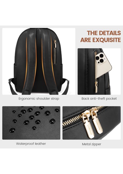 VYMB2051LK01S-BLACK Lovevook Moda Sırt Çantaları Kadınlar Için Su Geçirmez Pu Deri Sırt Çantaları Özel Okul Seyahat Iş Kadın Dizüstü Sırt Çantaları (Yurt Dışından) indirimleri