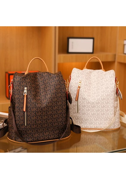 Beyaz Vintage Baskı Deri Sırt Çantası Rahat Anti Hırsızlık Seyahat Sırt Çantası Kız Okul Sırt Çantaları Moda Tasarımcısı Kadın Sırt Çantası (Yurt Dışından) fırsatları