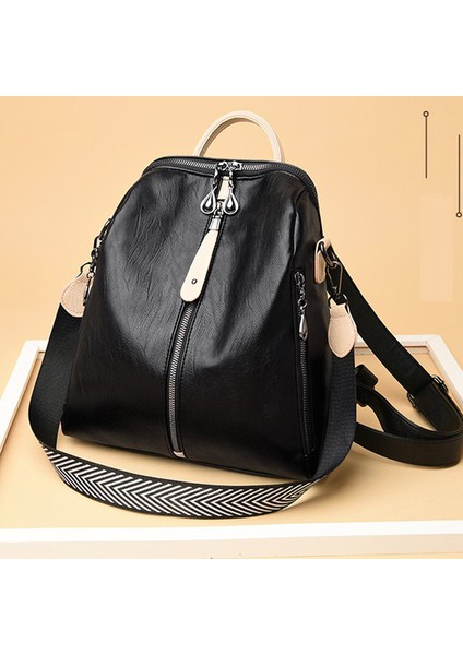 Siyah Yüksek Kaliteli Yumuşak Deri Sırt Çantaları Çantalar Kadınlar Için Rahat Sırt Çantası Vintage Sırt Çantası Okul Çantaları Genç Kızlar Için Mochilas Sırt Çantası (Yurt Dışından)