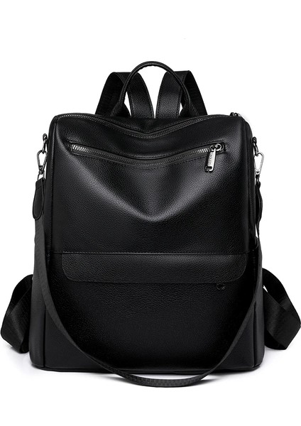 Siyah Retro Yumuşak Deri Sırt Çantası Kadın Çantalar Omuz Çantası Yüksek Kaliteli Gizli Sakli Konusmalar Kese Dos Tasarımcı Bayanlar Büyük Kapasiteli Mochilas (Yurt Dışından)