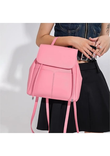Gümüş Femme Kişilik Trendy Ins Katı Sırt Çantası 2023 Yeni Pu Deri Tüm Maç Okul Çantaları Öğrencileri Rahat Kadın Mini Sırt Çantaları (Yurt Dışından)