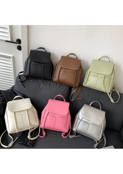Gümüş Femme Kişilik Trendy Ins Katı Sırt Çantası 2023 Yeni Pu Deri Tüm Maç Okul Çantaları Öğrencileri Rahat Kadın Mini Sırt Çantaları (Yurt Dışından)