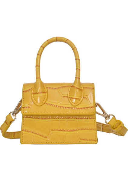 Sarı Moda Küçük Timsah Deri Kadın Çanta Crossbody Pu Deri Üst Saplı Çanta Mini Omuz Çantası Kadın Haberci Çanta (Yurt Dışından)