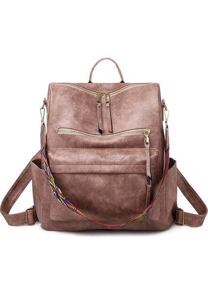 Pembe Kadın Moda Vintage Pu Deri Kadın Bayanlar Için Diğer Sırt Çantası El Çantaları Sırt Çantası (Yurt Dışından)