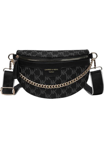 2 2023 Yeni Trendy Mektup Pu Omuz Göğüs Çanta Desen Kanvas Fermuarlı Crossbody Çanta Kadınlar Için (Yurt Dışından)