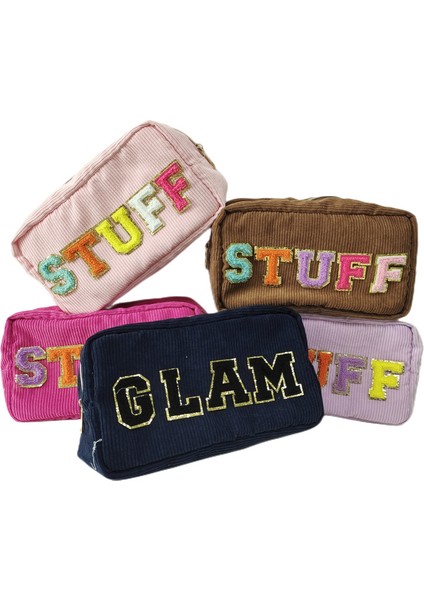 Beyaz Max Giyim Kadife Işlemeli Harfler Makyaj Debriyaj Küçük Kare Kozmetik Çantaları Şönil Mektup Yamalar (Yurt Dışından) fiyatları