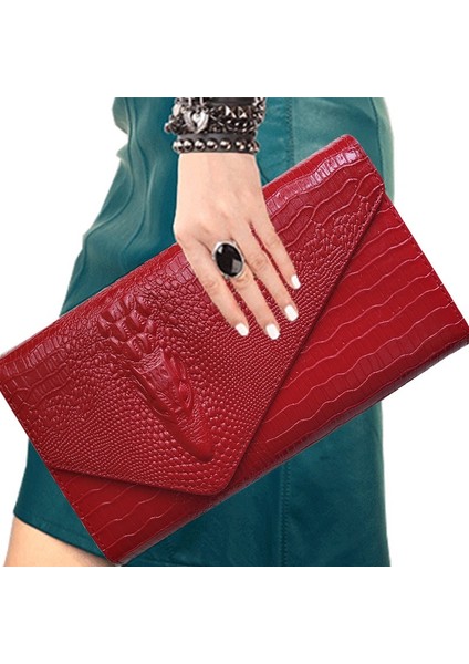 1-Kırmızı Moda Kadın El Çantası Timsah Baskı El Çantası Büyük Crossbody Omuz Bayanlar Timsah Çanta (Yurt Dışından) modelleri