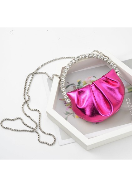 Gül Kırmızı Lüks Kadın Kristal Mini Tote Çanta Taklidi Akşam Çantalar Debriyaj Para Çanta Bayan Deri Mini Çanta (Yurt Dışından)