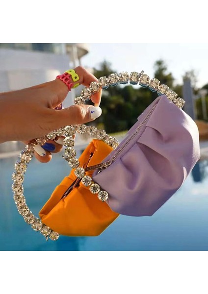 Gül Kırmızı Lüks Kadın Kristal Mini Tote Çanta Taklidi Akşam Çantalar Debriyaj Para Çanta Bayan Deri Mini Çanta (Yurt Dışından)