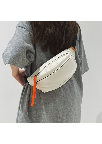 Beyaz Spor Crossbody Göğüs Çantası Trendy Su Geçirmez Japon Omuz Çantası Bel Çantası (Yurt Dışından)
